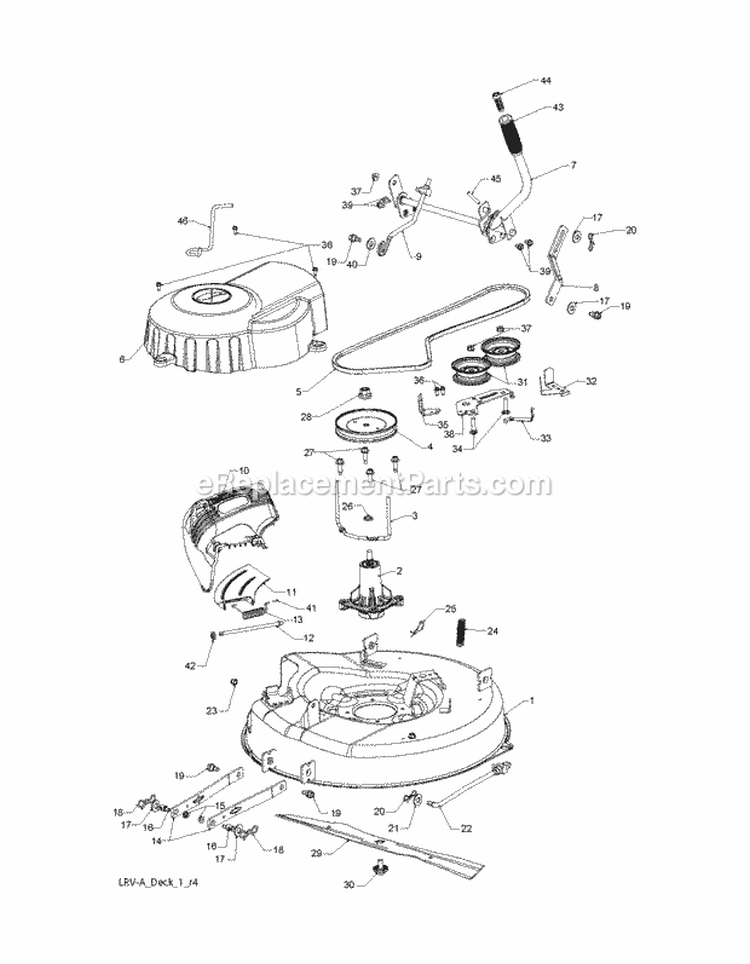 Mower_Deck__Cutting_Deck Diagram and Parts List for WE261 2010-12 - 96024000201 Weed Eater Lawn Tractor